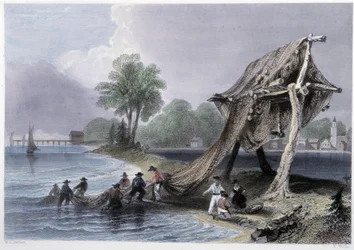 Wellington, Fishing on Lake Ontario - in “Canadian scenery illustrated” by Bartlett W. H.