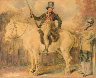 A Gamekeeper on a Horse and Another Man Conversing
