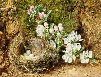 Branch of Apple Blossom and Bird