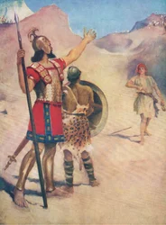 David and Goliath, from The Bible Picture Book published by Thomas Nelson, c.1950