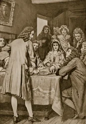 Paterson explaining the Darien Scheme in Edinburgh, illustration from 