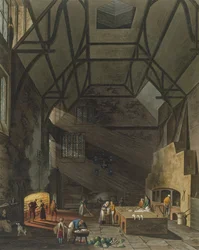 Interior of the Kitchen, Trinity College, Cambridge, from The History of Cambridge, engraved by Joseph Constantine Stadler (fl.1780-1812), pub. by R. Ackermann, 1815