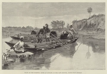 Boats on the Myettha River at Gungaw, in the Yaw Country, North-West Burma
