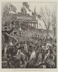 Home Rule, Great Meeting at Belfast, Arrival of Mr Balfour at the Linen Hall