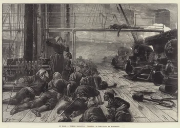 On Board a Turkish Man-of-War Preparing to Ram, Firing by Electricity