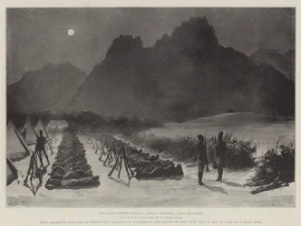 The Advance towards Dongola, Sonki by Moonlight, inside the Zareba