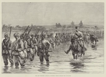 The Chin Frontier Campaign in Burmah, Troops crossing the Yaw River