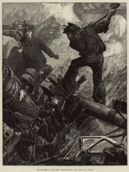 The Dangers of the Deep, cutting away the Masts in a Storm