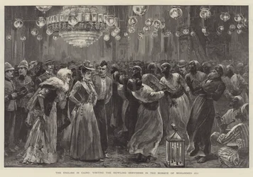 The English in Cairo, visiting the Howling Dervishes in the Mosque of Mohammed Ali