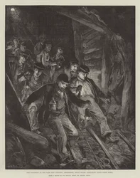 The Explosion at the Park Slip Colliery, Aberkenfig, South Wales, Exploring Party going down