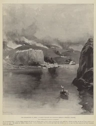 The Insurrection in Crete, a Turkish War-Ship off Platanias shelling Christian Villages
