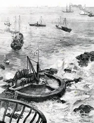 The Prince of Wales and Duke of Edinburgh Laying the Foundation-Stone of the New Eddystone Lighthouse, Illustration from 