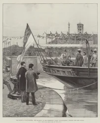 The Queen at Manchester, Her Majesty, in the Admiralty Yacht Enchantress, opening the Ship Canal
