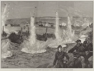 Torpedo Practice at Portsmouth, Gun-Cotton Mines Exploded in Front of the Attacking Boats at Whale Island
