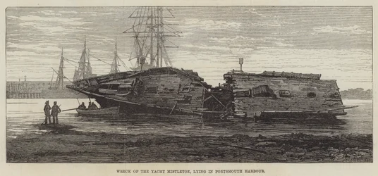 Wreck of the Yacht Mistletoe, lying in Portsmouth Harbour