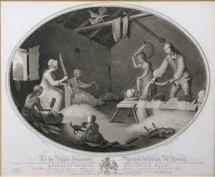The Common Method of Beetling, Scutching and Hackling the Flax, plate IV of 