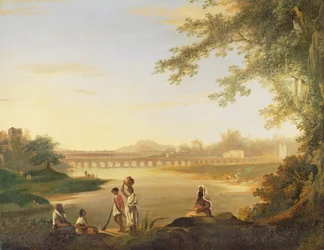 The Marmalong Bridge, with a Sepoy and Natives in the Foreground