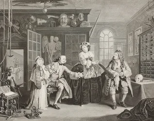 Marriage à la Mode. Plate 3: The Inspection. 1745