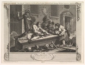 The Idle Prentice at Play in the Church Yard Industry and Idleness, plate 3, September 30, 1747
