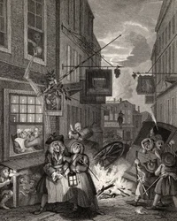 Times of the Day: Night, from ‘The Works of William Hogarth’, published 1833
