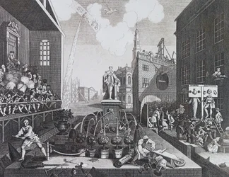 Two Criminals in a Pillory or Stocks in London