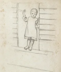 Girl in a Pinafore, Standing on a Window Ledge