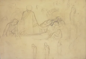 Studies for the figures of the Doctor, Mourners and Minerva