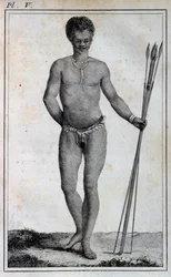 Khoikhoi man (Hottentot), from Travels of Le Vaillant into the interior parts of Africa by way of the Cape of Good Hope, in the years 1783