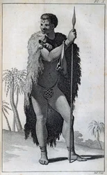 Khoikhoi man (Hottentot), from Travels of Le Vaillant into the interior parts of Africa by way of the Cape of Good Hope, in the years 1783