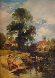 River Scene with Children: The Young Anglers