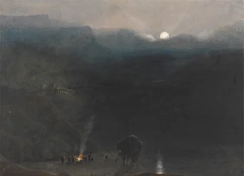 Mauritius - Moonlight, with Charcoal Burners Fire in the Black River Gorge
