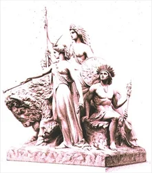 America, engraved by the artist from the marble group by John Bell at The Albert Memorial, Hyde Park, pub. by Virtue and Company