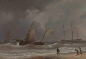 A Lugger Driving Ashore in a Gale