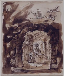 Alexander Pope in his grotto, c.1730