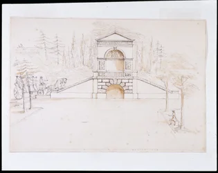 Chiswick, design for a pedimented cascade combined with a road bridge at the end of the canal