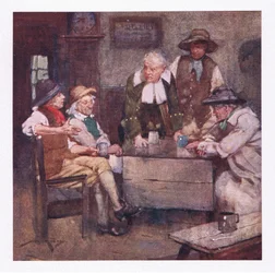 Where village statesmen talked with looks profound, and news much older than their ale went round