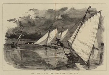 Ice-Yachting on the Delaware River, USA