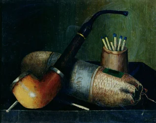 Still Life of Pipe Tobacco and Matches