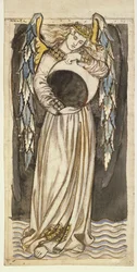 An Angel Holding a Waning Moon