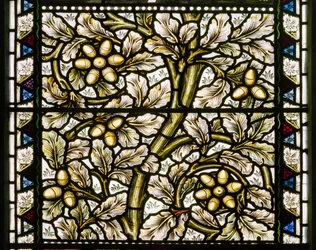 Kirkcaldy Old Kirk, Morris & Co., William Morris, Acorns & Oak Leaves, 1886