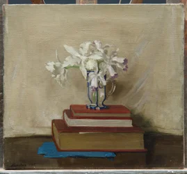 White Orchids on Books