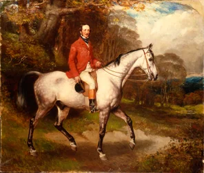 Portrait of Thomas Conolly, seated on a dappled grey hunter