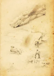Studies--Figures, Log, Horse and Rider, etc.