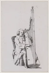 John Parry playing the harp, c1760-1780