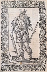 Man with Fur Dress, Crossbow and Shoes with Twisted Tip (Example of Rudimentary Skis)