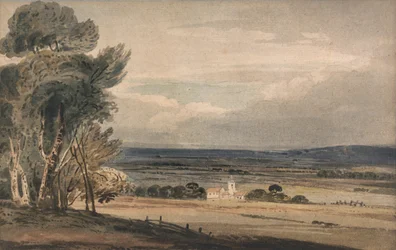 Unidentified Landscape: Trees with Church