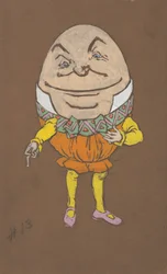 Humpty Dumpty costume design for Alice in Wonderland, 1915