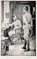 Yorke receives a despatch from Baden-Powell