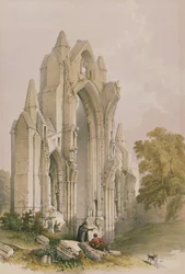 Guisborough Priory, Interior of the East End, from The Monastic Ruins of Yorkshire, engraved by George Hawkins, 1842
