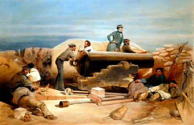 A Quiet Day in the Diamond Battery - portrait of a Lancaster 68-pounder, Crimean War 1855-1856